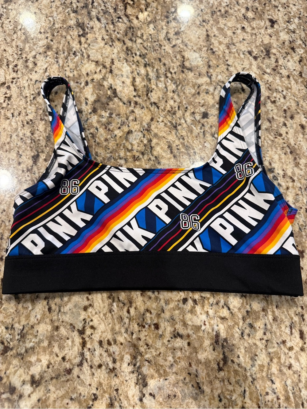 SzM PINK Victoria's Secret Rainbow Stripe Sports Bra